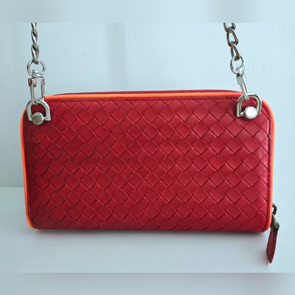 Authentic BOTTEGA VENETA Intrecciato Weaved Leather Wallet WOC Crossbody Clutch - Picture 10 of 15